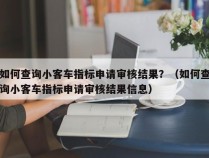 如何查询小客车指标申请审核结果？（如何查询小客车指标申请审核结果信息）