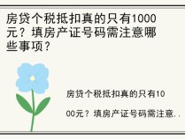 房贷个税抵扣真的只有1000元？填房产证号码需注意哪些事项？