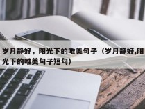 岁月静好，阳光下的唯美句子（岁月静好,阳光下的唯美句子短句）