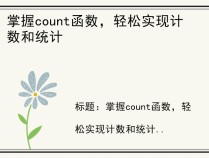 掌握count函数，轻松实现计数和统计