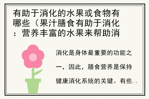 有助于消化的水果或食物有哪些（果汁膳食有助于消化：营养丰富的水果来帮助消化）.jpg